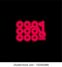 Path red glowing neon ui ux icon. Glowing sign logo vector