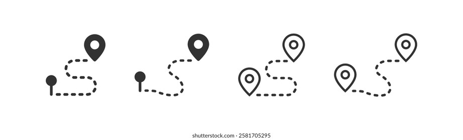 Path route icon. Point location map. Way route. Journey direction.