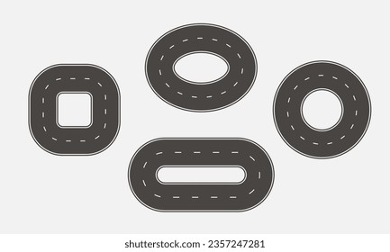 Path shapes. Square, Circle, Oval, rectangle road way. Vector 