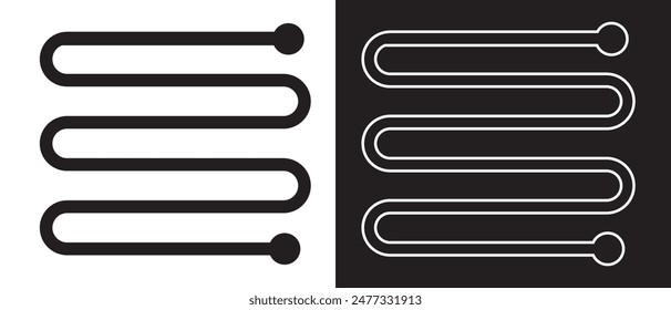 Path from start to finish vector icon. flat style icon on a white and black background. vector illustration.