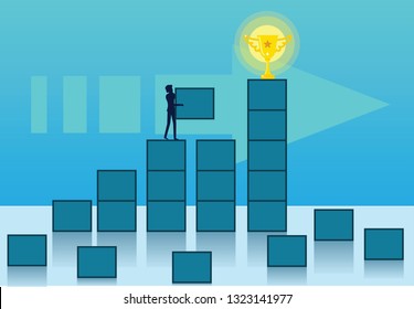 The path to success, getting a reward, achieving a goal, vector, illustration