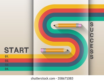 The path to success retro graphic design.  Stripes and lines in harmony.