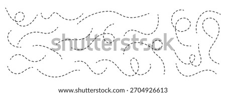 Path travel dotted line icon vector. trip dashed trace transportation track symbol. vector illustration.