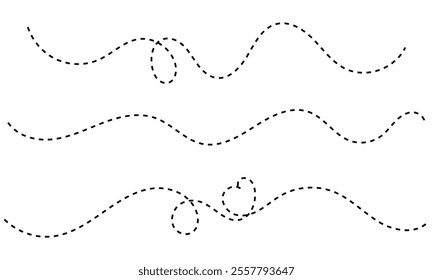 Path travel dotted line trip dashed trace destination track plan and silhouette, travelling symbol vector illustration .