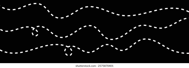 Path travel dotted line trip dashed trace destination track plan and silhouette, travelling symbol . Transport dot pathes lines traces tourism design vector illustration.