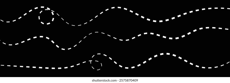 Path travel dotted line trip dashed trace destination track plan and silhouette, travelling symbol . Transport dot pathes lines traces tourism design vector illustration.