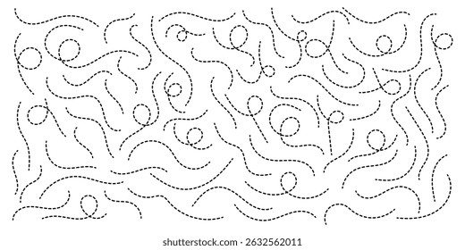 Trajeto trajeto linha pontilhada traçado traçado destino traçado plano de trilha e silhueta, símbolo itinerante vetor ilustração isolado no fundo branco. EPS 10