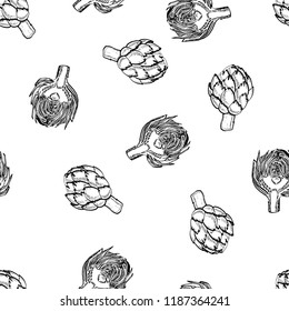 Path vector artichoke seamless pattern for web, banner, textile, cards, t-shirt