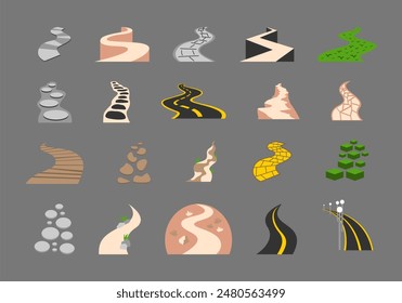 Conjunto De Elementos De Ilustración Trayectoria