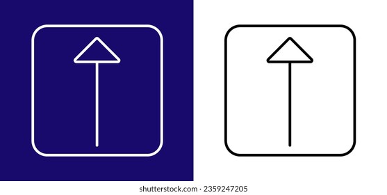 The pathfinding icon is in the form of an arrow pointing up. Available in two colors: blue-white and white-black. 