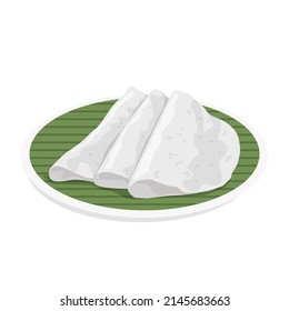 Pathiri ist ein Pfannkuchen aus Reismehl, südindische Frühstücksgrafik