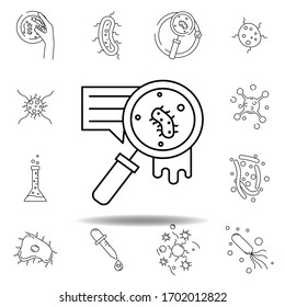 pathogen bacteria magnifying glass line icon. element of bacterium virus illustration icons. signs symbols can be used for web logo mobile app UI UX