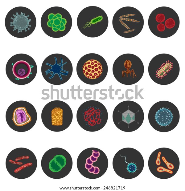 Pathogen Bacteria Virus Cells Icons Set Stock Vector (Royalty Free