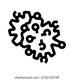 Pathogen icon of virus or bacteria symbolizing infection, disease, contagion and microbiology research, minimal black and white line art for medical, healthcare and warning use