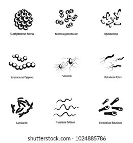 Pathogen icons set. Simple set of 9 pathogen vector icons for web isolated on white background