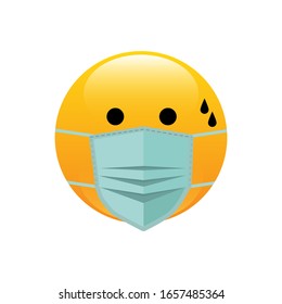 Atemkoronavirus. Antivirenschutz, Einzelvirus-Image. Wütende Korona-Virus-Gesicht. Gesichtssymbol mit Luftmaske