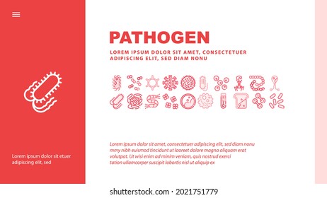El virus del patógeno de la enfermedad aterriza en el vector de plantilla de encabezado de página web. Bacterias Patógenas Y Malaria Protozoa, Moldeadas En Pan Y Vibrio Cholerae Ilustración