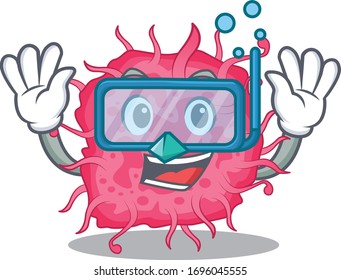 pathogenic bacteria mascot design concept wearing diving glasses