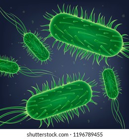 Pathogenic Bacteria, Virus Cells or Dangerous Microbe Realistic Vector. Colony of Parasitic Microorganisms, Intestinal Microflora, Illustration. Water Biological Pollution, Food Poisoning Concept