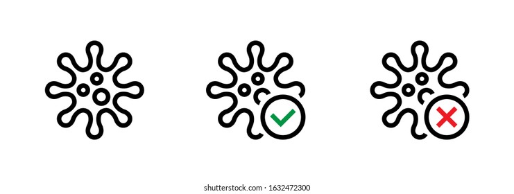 Pathogenic Viruses Causing icons Set Editable Line. Check