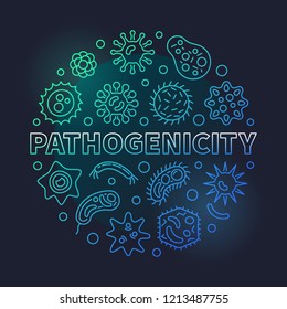 Pathogenicity circular vector colorful illustration in thin line style on dark background