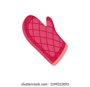 Patholder oven mitt color, glove isolated icon vector. Fireproof fabric cloth with squared pattern to protect hands from burns and heat of hot pots