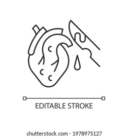 Pathological waste linear icon. Human body parts that pollute environment. Healthcare risks. Thin line customizable illustration. Contour symbol. Vector isolated outline drawing. Editable stroke