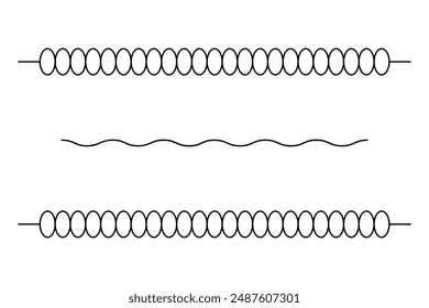 Los senderos de la piscina están separados por rompeolas. Boceto. Icono de Vector. Dispositivos especiales para dividir la piscina en tiras convenientes para practicar deportes en el agua. Fondo blanco aislado. 