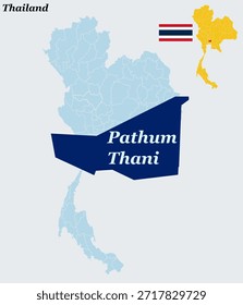 Pathum Thani Province Thailand Projeto Vetorial com Bandeira Urban Industrial Hub e Lotus Pond City Outline