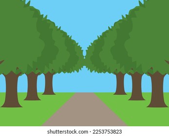 Pathway and green tree landscape
