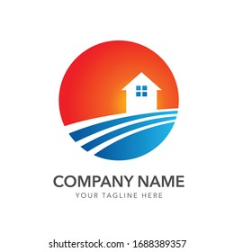 pathway house logo design vector