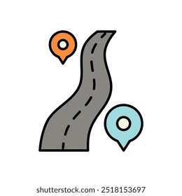 Icono de camino aislado en un fondo blanco. Ilustración vectorial.