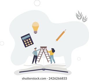 Pathway to knowledge with academic training and education .Study from books and reading to develop thinking and cognition skills.flat vector illustration.