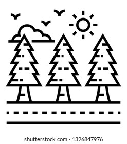 Pathway, landscape line icon 