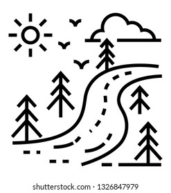 Pathway, landscape line icon 