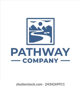 Pathway logo with a mountain concept that gives the feel of a traveler or climber