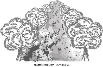 pathway trees alley vector illustration