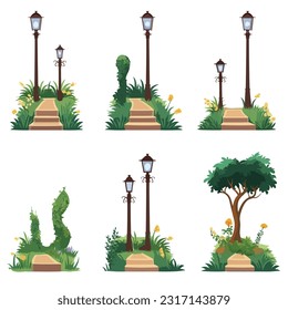 Pathway vector set isolated on white