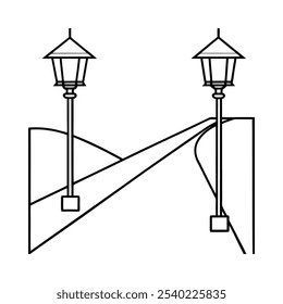 Estilo de Ilustración vectorial de iconos de iluminación de caminos