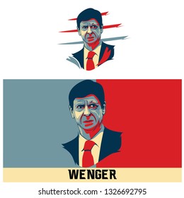 Pati, Indonesia - March 1 2018: Arsene Wenger Coach Of Arsenal Football Club Vector Illustration .-vector