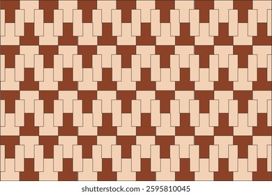 Pati, Indonesia - Maret 09 2025 : Seamless pattern with stacked brown and beige rectangles, creating a subtle 3D illusion.