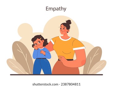 Patience. Calm person meditating and finding balance. Mental or emotional strength, psychological self-control. Strong determination to the objective. Flat vector illustration