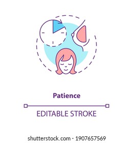 Patience concept icon. Breastfeeding tips. Motherhood advices. Giving best for your children. Quite family idea thin line illustration. Vector isolated outline RGB color drawing. Editable stroke