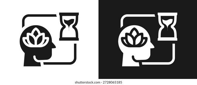Icono de la paciencia fijado glifo en fondo blanco y negro
