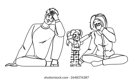patience stress parenting vector. discipline balance, resilience support, communication empathy patience stress parenting character. people black line pencil drawing illustration - Powered by Shutterstock - Get 15% off with code: PIKWIZARD15