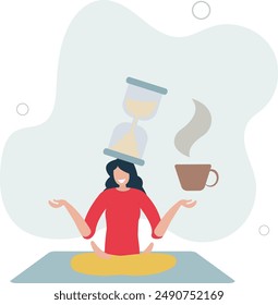 Patience time, practice to concentrate and wait for success, being professional calm and mindfulness thinking, endurance concept.flat design.illustration with people.