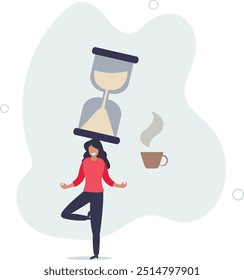 Patience time, practice to concentrate and wait for success, being professional calm and mindfulness thinking, endurance concept.flat design with people.