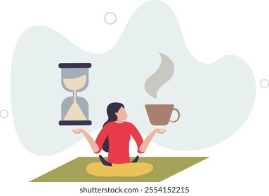 Patience time, practice to concentrate and wait for success, being professional calm and mindfulness thinking, endurance concept.flat characters.