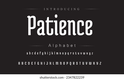 Patience vector brush style font, alphabet, typeface