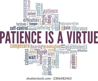 Patience is a Virtue word cloud conceptual design isolated on white background.